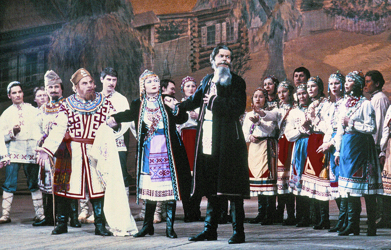 "Сцена из оперы Г.Я. Хирбю «Нарспи». Чувашский государственный музыкальный театр. 1989."